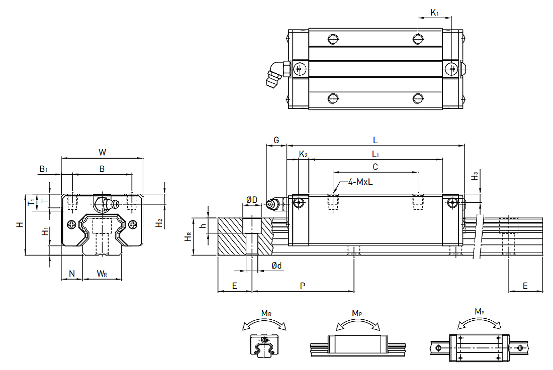 HIWIN Linear Guideway HGL-CA / HGL-HA Dimensions